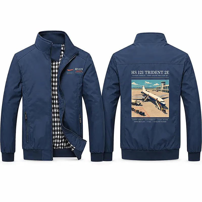 Hawker Siddeley HS 121 Trident 2E Stylish Jackets - Stand Collar - Poster - Navy Blue