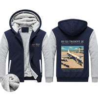 Thumbnail for Hawker Siddeley HS 121 Trident 2E Zipped Sweatshirts - Poster - Navy & Gray