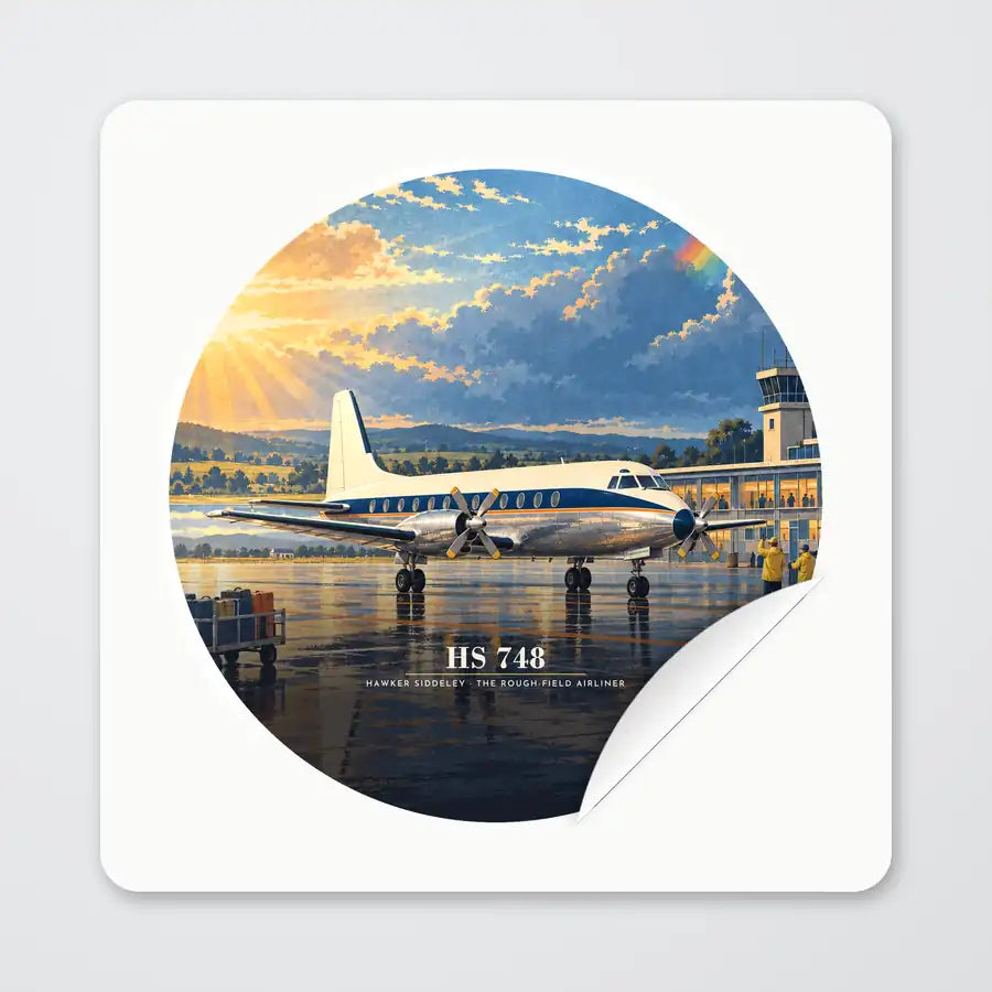 Hawker Siddeley HS 748 Series 2A - 3D - Circle Sticker - Peel