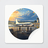 Thumbnail for Hawker Siddeley HS 748 Series 2A - 3D + Name - Circle Sticker - Peel