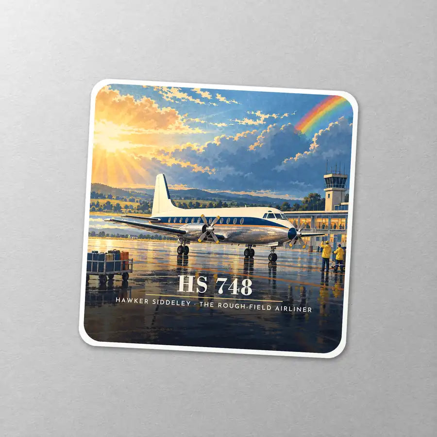 Hawker Siddeley HS 748 Series 2A - 3D - Square Sticker - Close-up