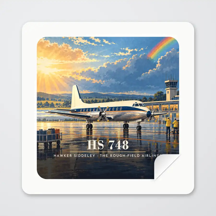 Hawker Siddeley HS 748 Series 2A - 3D - Square Sticker - Peel