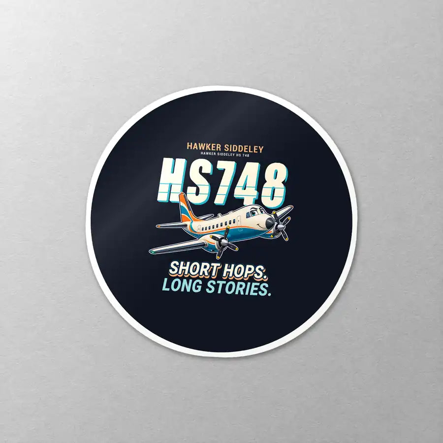 Hawker Siddeley HS 748 Series 2A - Cartoon - Circle Sticker - Close-up