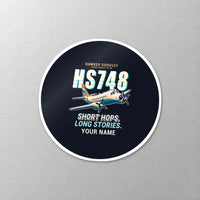 Thumbnail for Hawker Siddeley HS 748 Series 2A - Cartoon + Name - Circle Sticker - Close-up