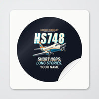 Thumbnail for Hawker Siddeley HS 748 Series 2A - Cartoon + Name - Circle Sticker - Peel