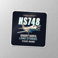 Thumbnail for Hawker Siddeley HS 748 Series 2A - Cartoon + Name - Square Sticker - Close-up
