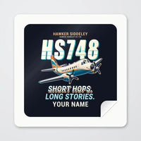 Thumbnail for Hawker Siddeley HS 748 Series 2A - Cartoon + Name - Square Sticker - Peel