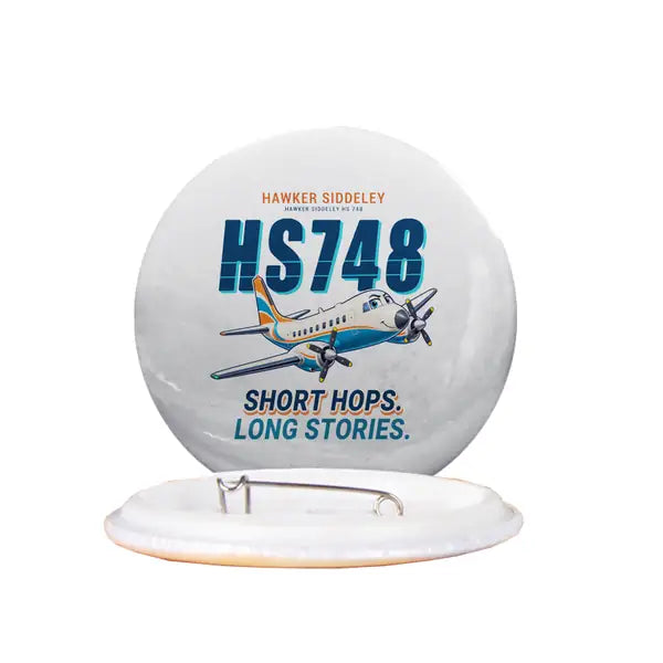 Hawker Siddeley HS 748 Series 2A - Cartoon - Pin - White