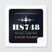 Thumbnail for Hawker Siddeley HS 748 Series 2A - Heritage + Name - Square Sticker - Peel