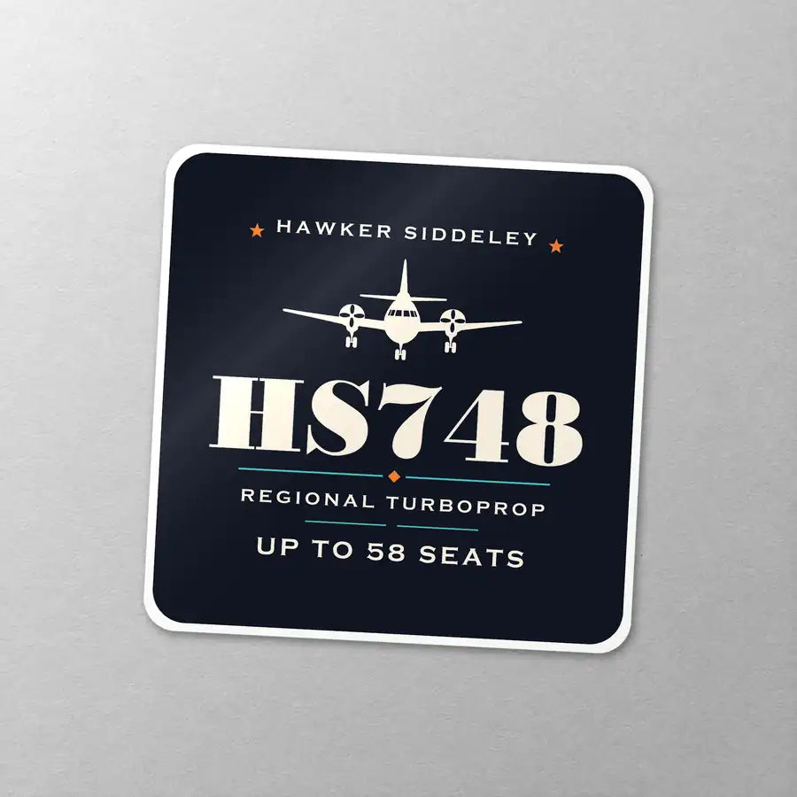 Hawker Siddeley HS 748 Series 2A - Heritage - Square Sticker - Close-up