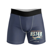 Thumbnail for Hawker Siddeley HS 748 Series 2A - Men Boxers - Cartoon + Name - Navy Blue