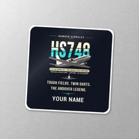 Thumbnail for Hawker Siddeley HS 748 Series 2A - Original + Name - Square Sticker - Close-up