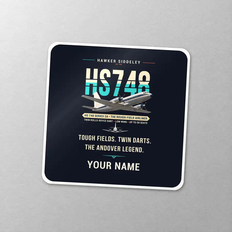 Hawker Siddeley HS 748 Series 2A - Original + Name - Square Sticker - Close-up