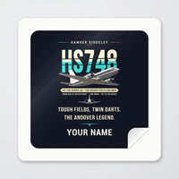 Thumbnail for Hawker Siddeley HS 748 Series 2A - Original + Name - Square Sticker - Peel