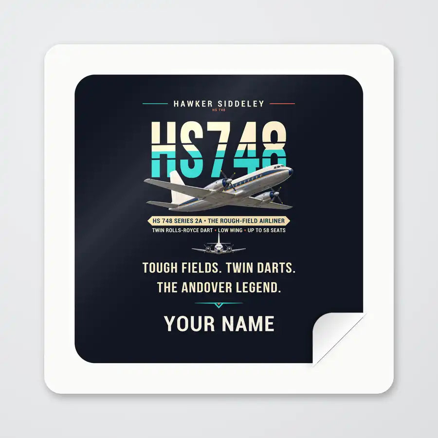 Hawker Siddeley HS 748 Series 2A - Original + Name - Square Sticker - Peel