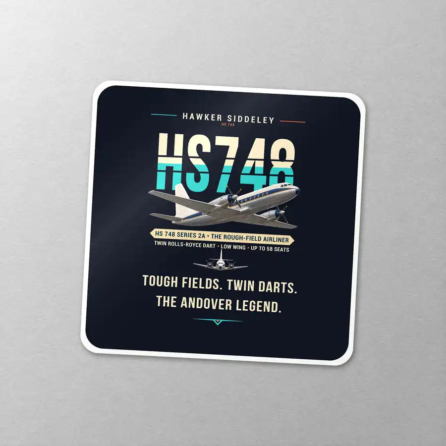 Hawker Siddeley HS 748 Series 2A - Original - Square Sticker - Close-up