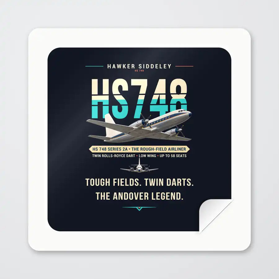Hawker Siddeley HS 748 Series 2A - Original - Square Sticker - Peel