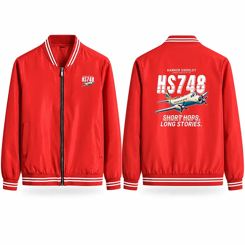 Hawker Siddeley HS 748 Series 2A Stylish Jackets - Baseball Collar - Cartoon - Red