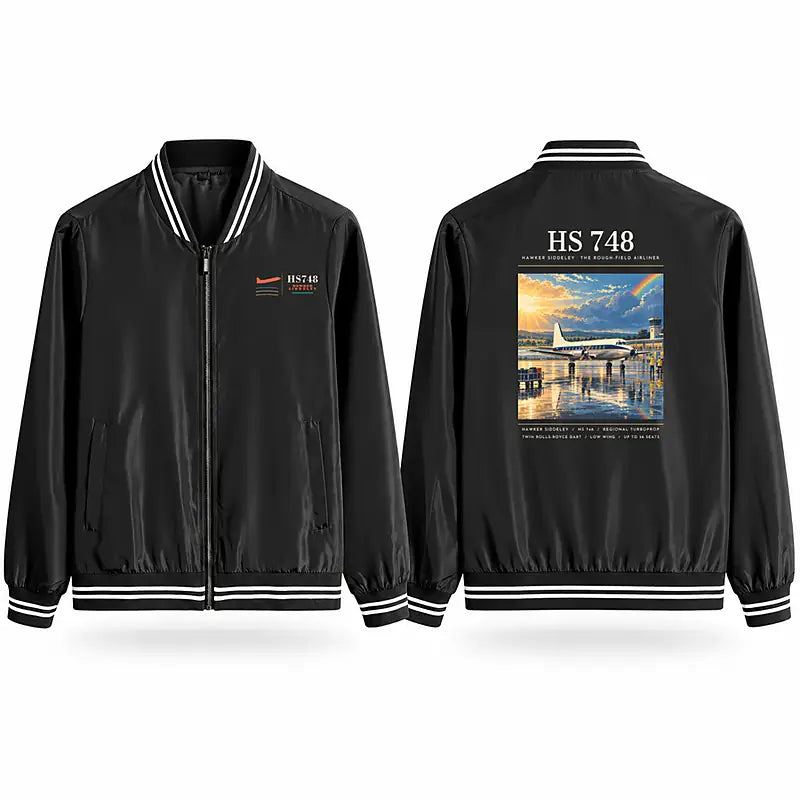 Hawker Siddeley HS 748 Series 2A Stylish Jackets - Baseball Collar - Poster - Black