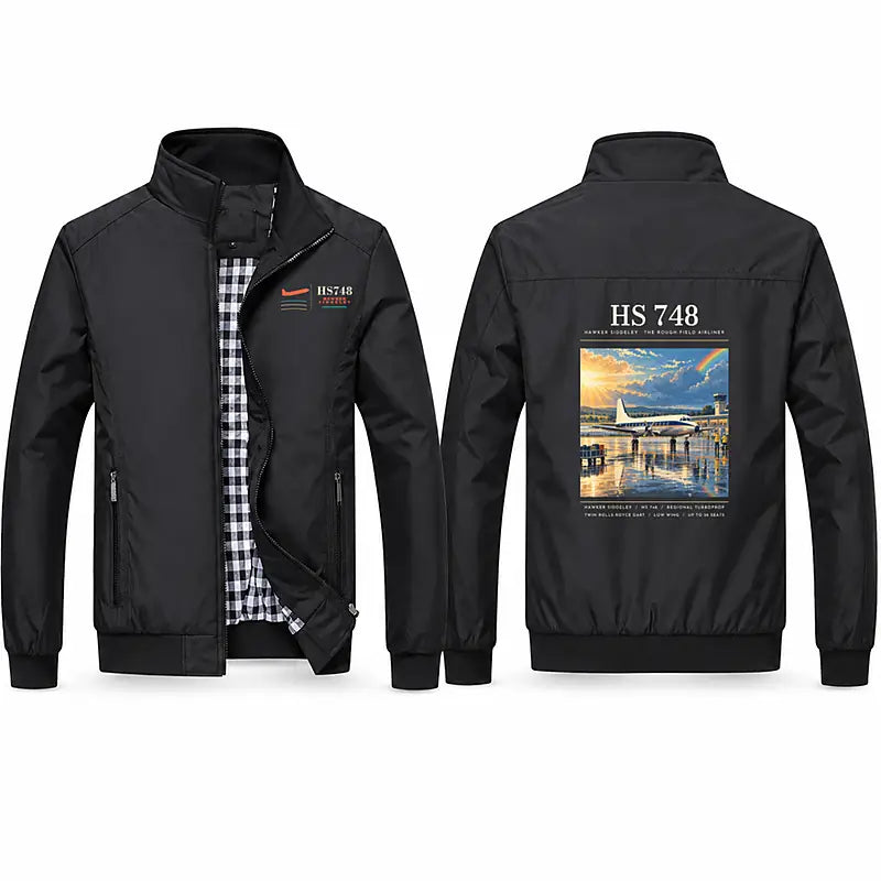 Hawker Siddeley HS 748 Series 2A Stylish Jackets - Stand Collar - Poster - Black