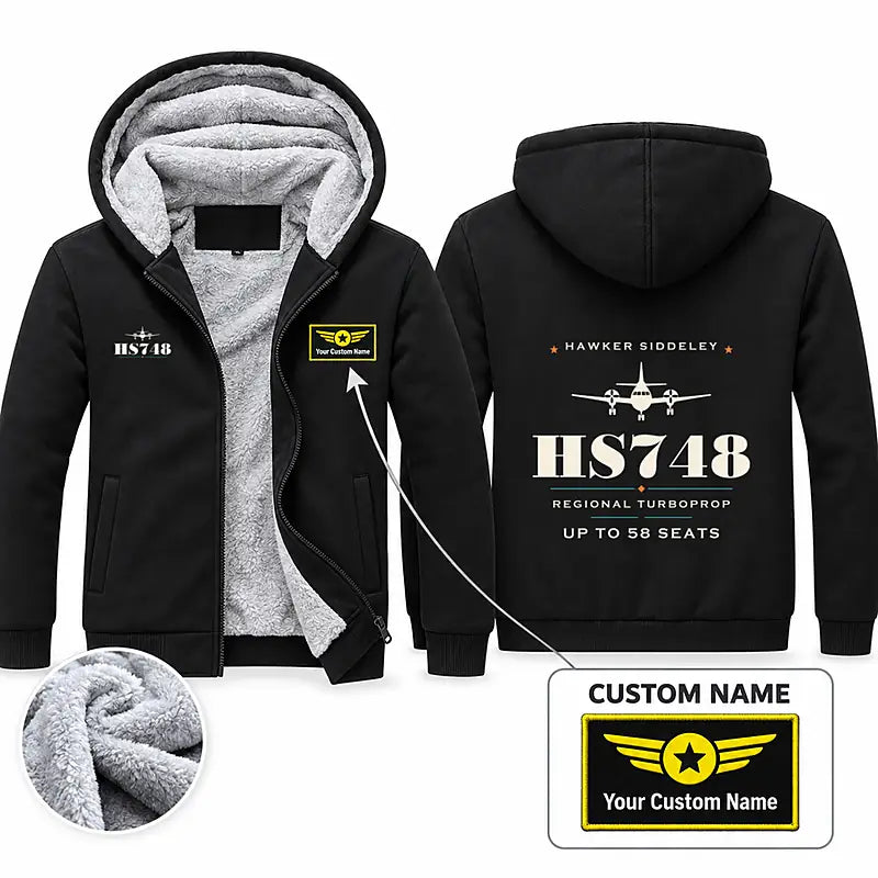 Hawker Siddeley HS 748 Series 2A Zipped Sweatshirts - Heritage + Name - Black
