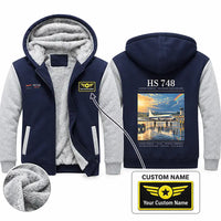 Thumbnail for Hawker Siddeley HS 748 Series 2A Zipped Sweatshirts - Poster + Name - Navy & Gray