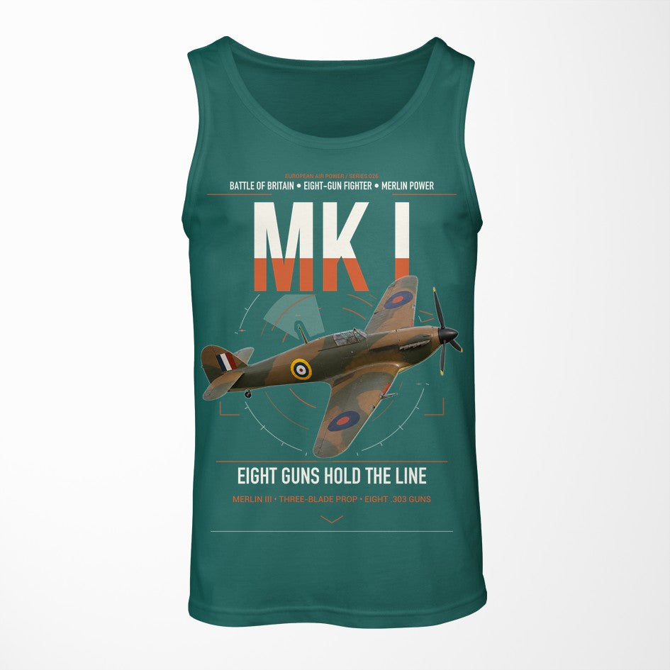 Hawker Hurricane Mk I design on green tank top