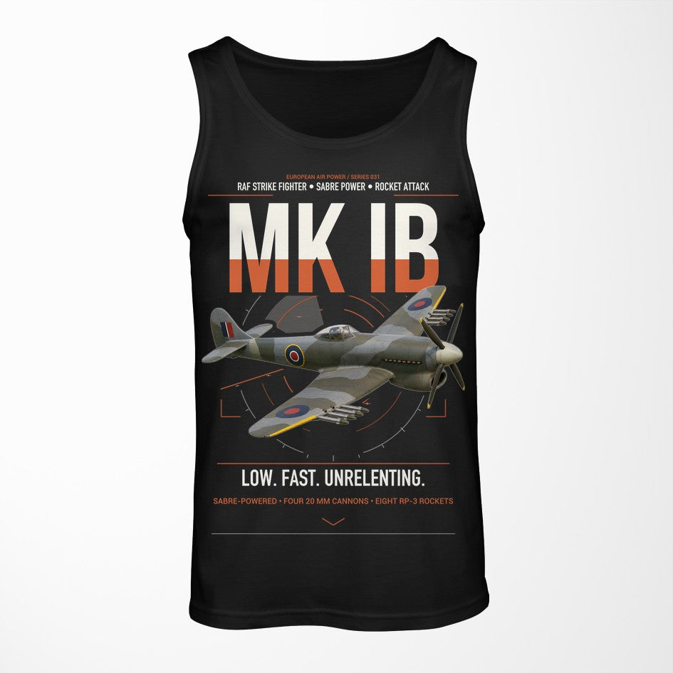 Hawker Typhoon Mk IB design on black tank top