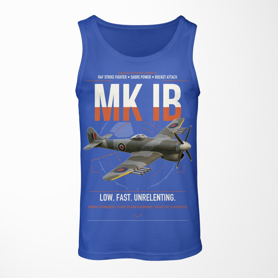 Hawker Typhoon Mk IB design on blue tank top