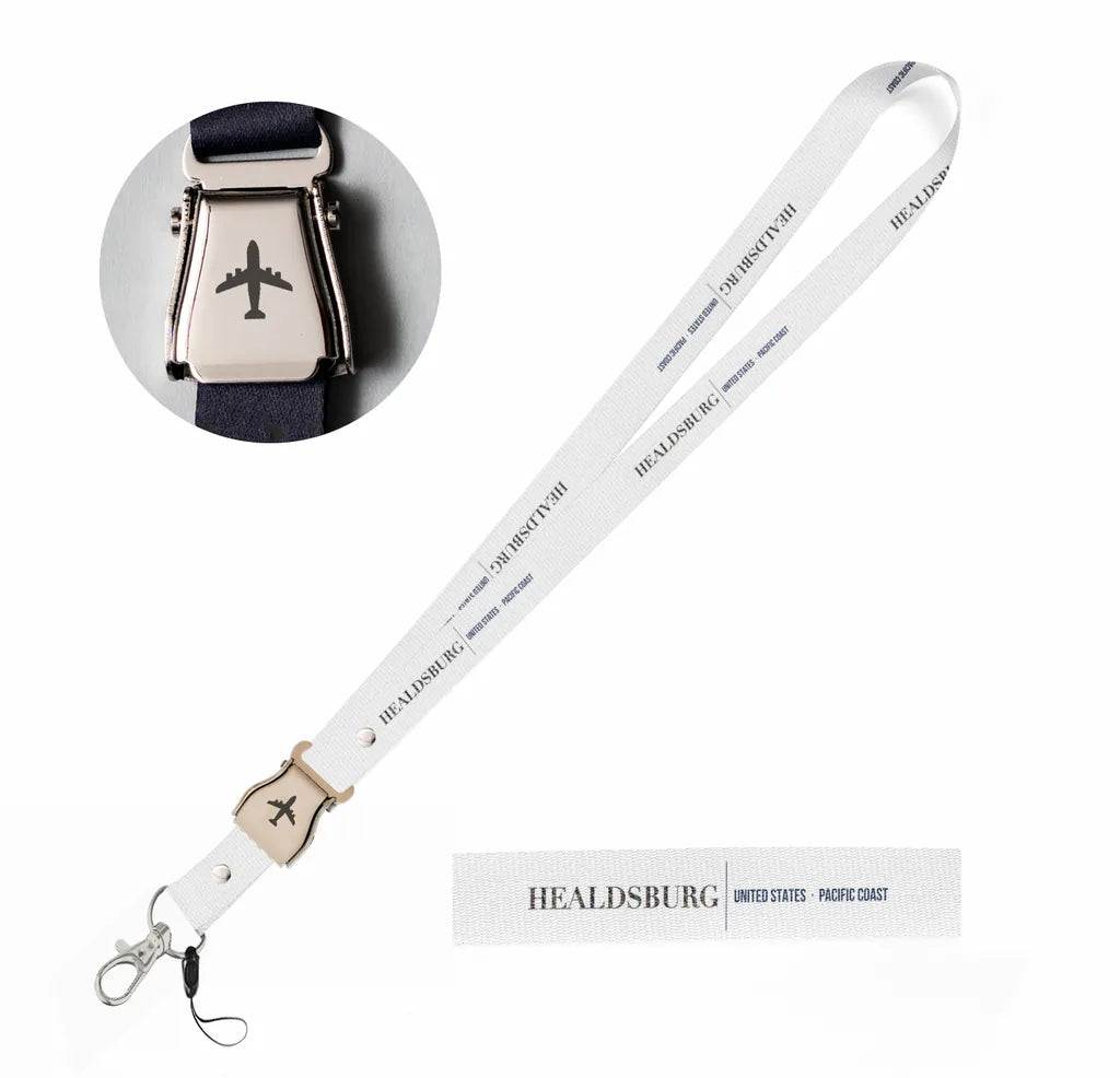 Healdsburg City Series seat belt lanyard - white