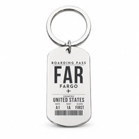 Thumbnail for Hector International Airport FAR — Fargo - Key Chain - Boarding Pass Style - Silver