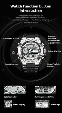 Thumbnail for Waterproof Military Watch LED Quartz Clock Sport Male Big Watches