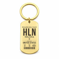 Thumbnail for Helena Regional Airport HLN - Key Chain - Boarding Pass Style - Gold