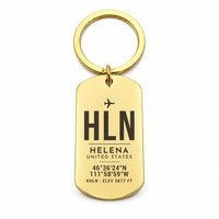 Thumbnail for Helena Regional Airport HLN - Key Chain - Original Design - Gold