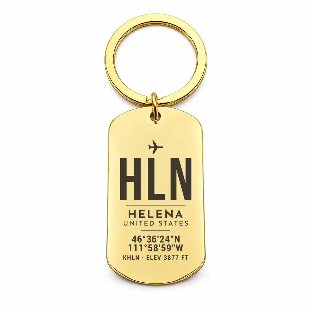 Helena Regional Airport HLN - Key Chain - Original Design - Gold