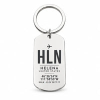 Thumbnail for Helena Regional Airport HLN - Key Chain - Original Design - Silver