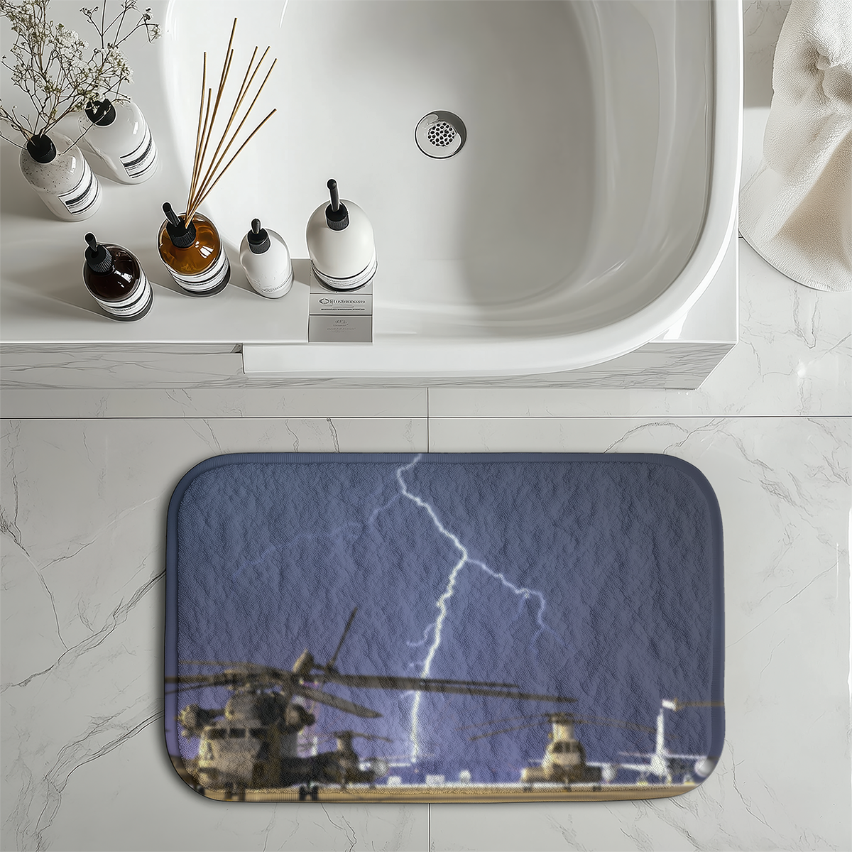 Helicopter & Lighting Strike Designed Bath Mats