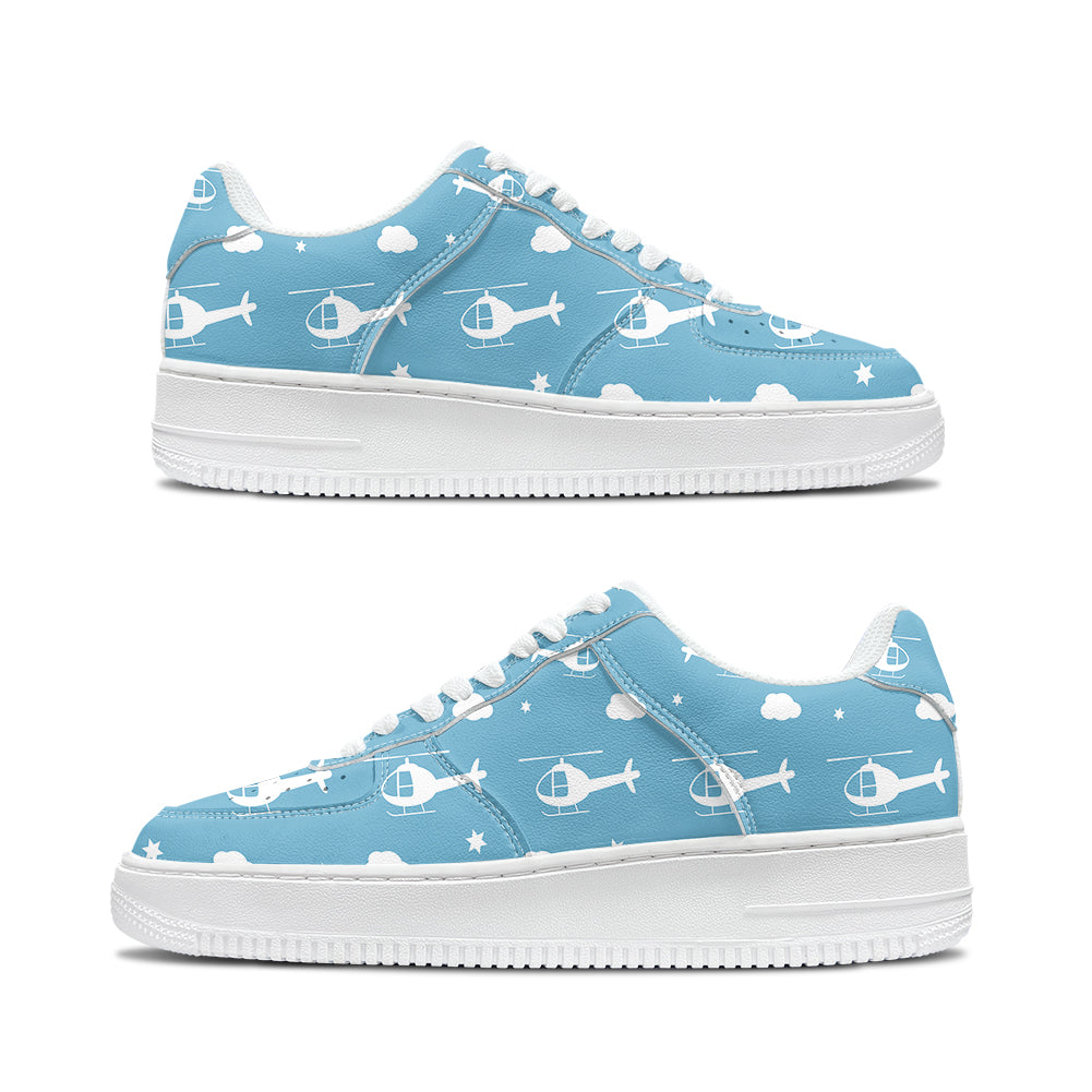 Helicopters & Clouds Designed Low Top Sport Sneakers & Shoes