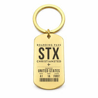 Thumbnail for Henry E. Rohlsen Airport STX — Christiansted - Key Chain - Boarding Pass Style - Gold