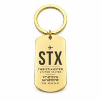 Thumbnail for Henry E. Rohlsen Airport STX — Christiansted - Key Chain - Original Design - Gold