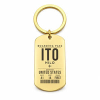 Thumbnail for Hilo International Airport ITO - Key Chain - Boarding Pass Style - Gold