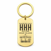 Thumbnail for Hilton Head Island Airport HHH - Key Chain - Boarding Pass Style - Gold