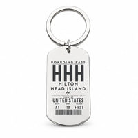 Thumbnail for Hilton Head Island Airport HHH - Key Chain - Boarding Pass Style - Silver