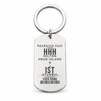 Thumbnail for Hilton Head Island Airport HHH - Key Chain - Customizable Boarding Pass - Silver