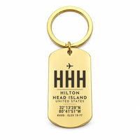 Thumbnail for Hilton Head Island Airport HHH - Key Chain - Original Design - Gold