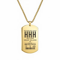 Thumbnail for Hilton Head Island Airport HHH - Necklace - Boarding Pass Style - Gold