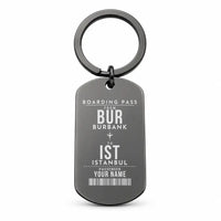Thumbnail for Hollywood Burbank Airport BUR - Key Chain - Customizable Boarding Pass - Black