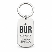 Thumbnail for Hollywood Burbank Airport BUR - Key Chain - Original Design - Silver