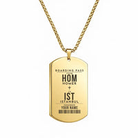 Thumbnail for Homer Airport HOM - Necklace - Customizable Boarding Pass - Gold