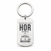 Thumbnail for Horta Airport HOR - Key Chain - Boarding Pass Style - Silver
